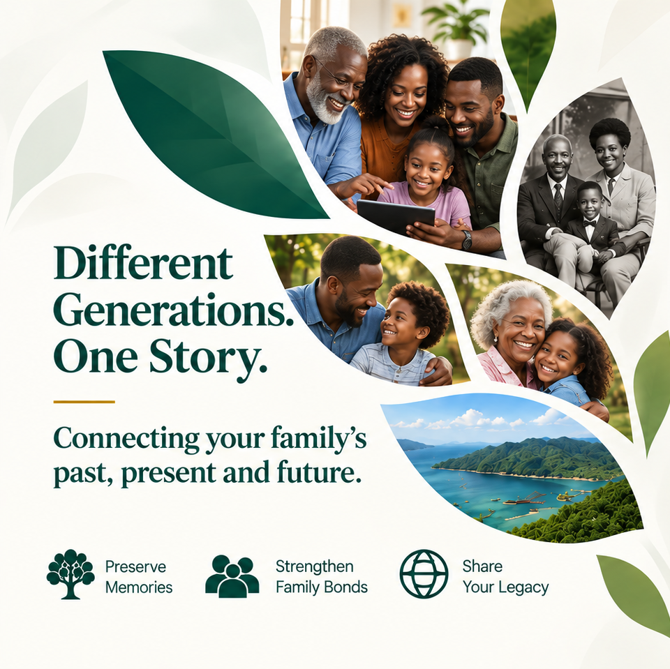 Different generations of a family connecting across time